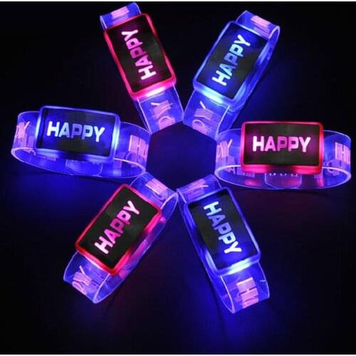 LED bracelet/glowing bracelets 50pcs/lot Light Up Toys Happy Bracelet Party Festival Rave Children Led Lighting Flashing