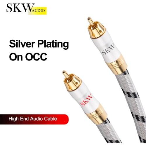 SKW High End Hifi RCA Cable 1RCA to 1RCA Male To Male Audio Cable Silver Plating On OCC Fit For CD DVD Player Power Amplifier