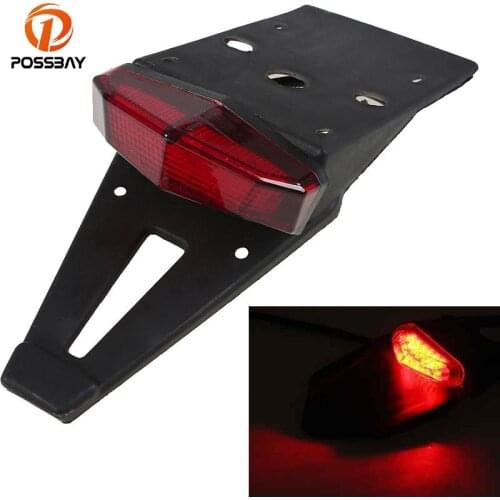 POSSBAY Motorcycle Rear Fender Taillight LED Turn Signal Brake Stop Light Red Farol Moto for EXC Honda VTX CBR600RR GL1800