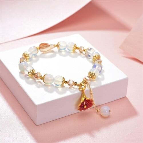 6style New Natural Stone Jades Round Beads 8mm Bracelet Pendant Chain Womens Jewelry Bohemia Charm Gift for Girls 7.5inch Y806