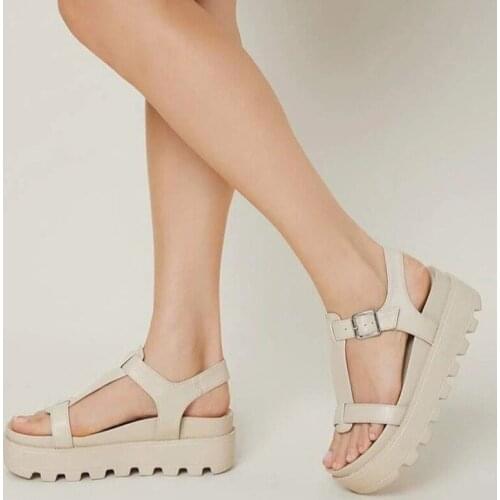 Women T-tied Sandals 2021 Female Casual Platform Buckle FLats Summer Fashion New Ladies Outside Leisure Shoes Plus Size 43