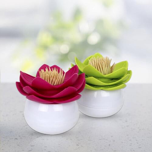 Creative Lotus Toothpick Holder Cotton Swab Box Cotton Swab Box Box Household Table Decoration Plastic Storage Box Storage Box