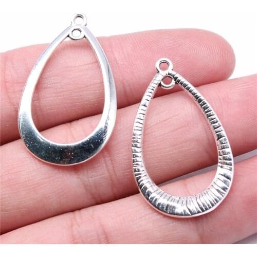 WYSIWYG 10pcs Charms 35x21mm Drop Earrings Connector Charms For Earring Making DIY Jewelry Findings Antique Silver Color Charms