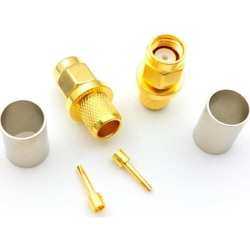 100pcs RP SMA male Plug RF Coax Jack Crimp for RG5 RG6 5D-FB H155 LMR300 Cable Straight adapter