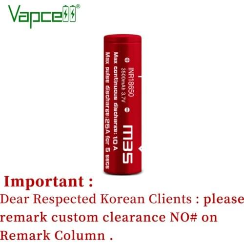 2pcs/lot Vapcell li ion battery 18650 M35 3500mah 10A / 25A 3.7V lithium rechargeable batteries cell for flashlight power tool