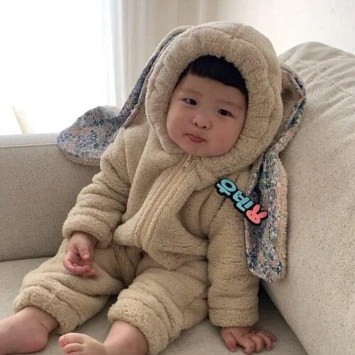 2020 baby winter baby rabbit ears Plush one-piece suit kids clothing boys summer clothes baby girl outfit