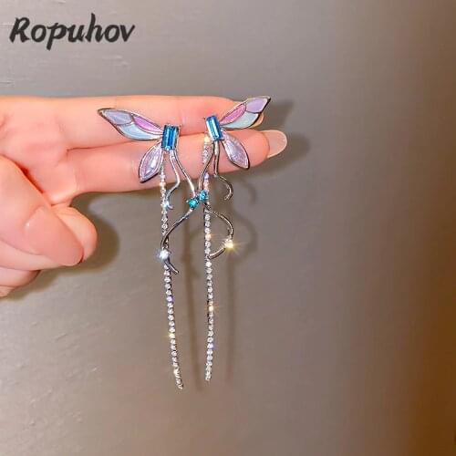 Ropuhov 2021 New Korean Fashion Jewelry Woman Gift Stainless Steel Statement Acrylic Butterfly Earrings Wholesale
