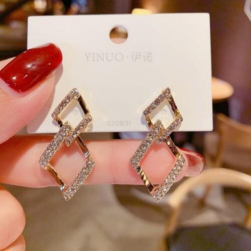 2021 Korean Statement Geometric Dimond Shape Dangle Drop Earrings For Women Earrings Fashion Jewelry Oorbellen Brincos