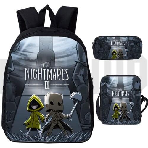 3D Cartoon Little Nightmares 2 Backpack Men Schoolbags Girls Boys Laptop Anime Teenager Book Bag 3 Pcs/Set Bag Harajuku