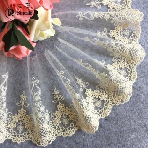 4-5Yards/lot )Free shipping Beige Embroidery Lace Trim, DIY Handmade Lace Accessories Textile Fabric RS725