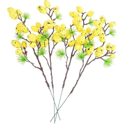 4Pcs Easter Egg Tree Branch Ornaments DIY Foam Eggs Bouquet Party Photo Props