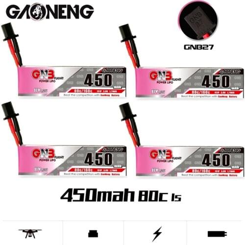1-10PCS GAONENG GNB Max 160C 1S 3.8V 450MAH 80C HV Lipo Battery GNB27 Plug for RC FPV Racing Drone Quadcopter Frame Kit Parts