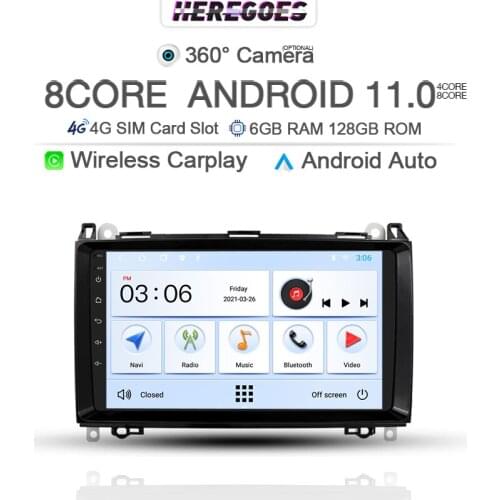 Wireless Carplay Android 10 Car DVD Player For Mercedes Benz B200 Sprinter W906 W639 AB Class W169 W245 Viano Vito Stereo Radio