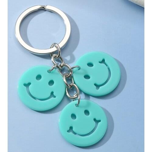 Cute Keychain Acrylic Key Ring Smile Face Key Chains For Women Men Handbag Accessorie DIY Car Hanging Jewelry Handmad Gifts