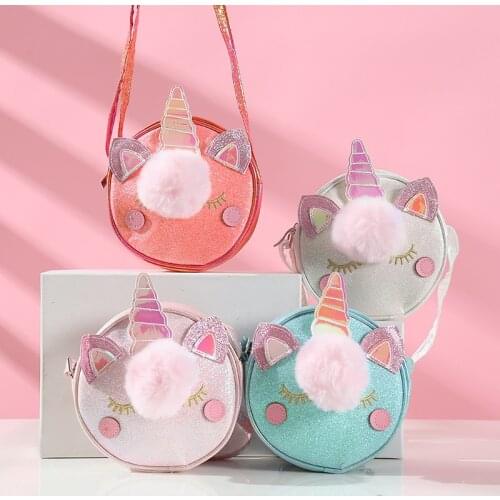 Unicorn Children Girls Shoulder Bag Cute Unicorn Messenger Bag Kids Keys Coin Purse Cute Princess Mini Handbag