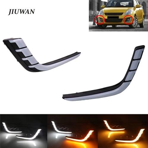 1 Pair Yellow LED Turn Signal White Daytime Running Light For Suzuki Swift 2014 2015 2016 Emergency Warn Fog Lamp Super Bright