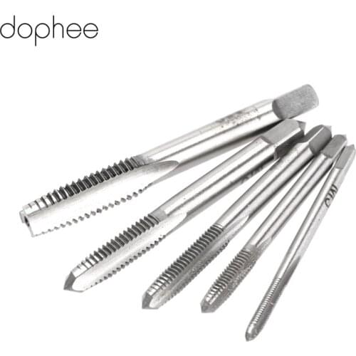 Dophee 5PCS HSS Machine Spiral Point Straight Fluted Screw Thread Metric Plug Hand Tap Drill M3-M8 Screw Extractor Tap Die Set