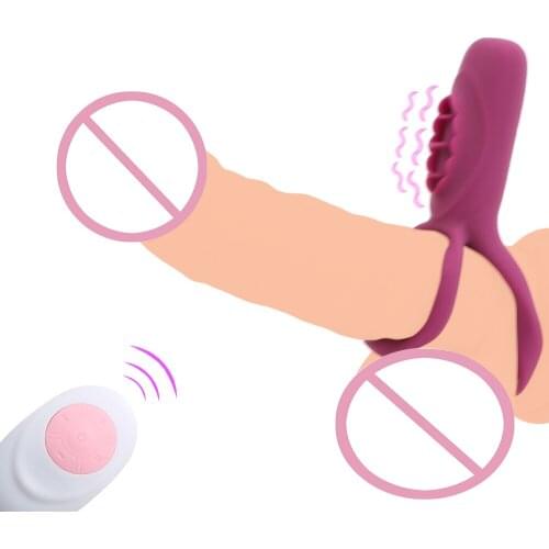 Dual Vibrating Penis Ring Delay Ejaculation 10 Frequency USB Charging Chastity Cage Remote Control Sex Toys for Adult Couple