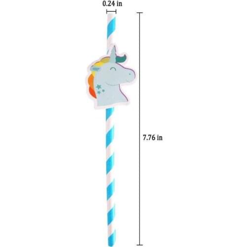 Unicorn Paper Drinking Straws Birthday Drinking Straw Disposable Unicorn Straw Tableware Party Decor LX6606