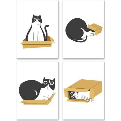 HD Picture Lovely Animal Cat Poster Wall Canvas Creative Painting Abstract Photo Simple Nordic Prints Quote Artwork Decor