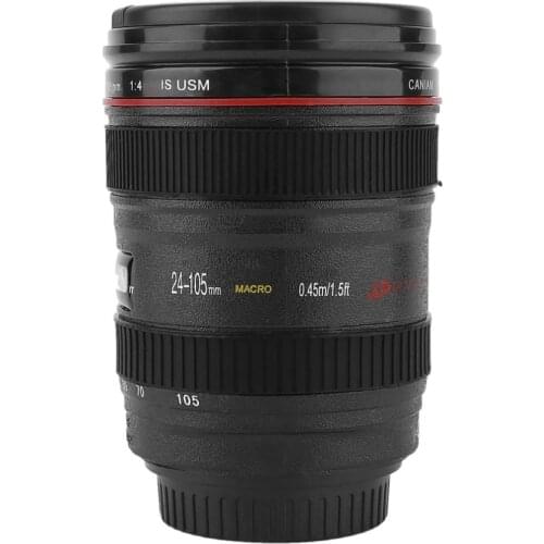 New Creative Durable DIY Stainless Steel ABS Travel Coffee Mugs Tea Cup Water Coffee Camera Lens Cup With Lid Gift Hot Drinkware