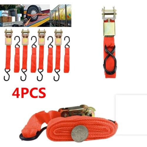 4PCS Strong Belt Ratchet Tie Down Straps Luggage Bag Fasteners Truck Cargo Lashing Strap With Metal Alloy Buckle Car Accessorie