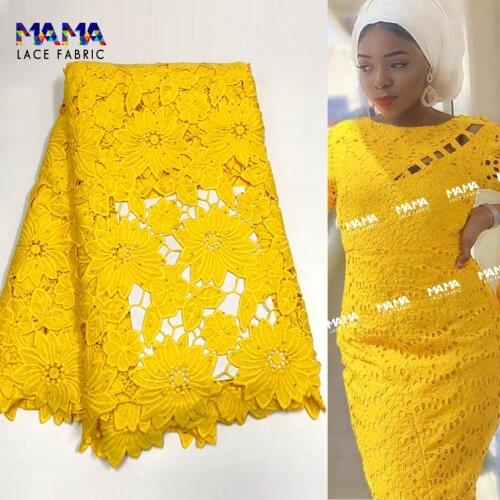 Guinean Wedding Dress Lace Fabric With Stones 2021 Fashion Style Nigerian Yellow Sequins Embroidered Swiss Voile Cotton Material
