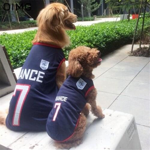 OIMG Summer Sports Dog Football Shirts Sleeveless Small Meduim Large Dog Clothes Breathable Mesh Dogs Soccer Jersy T Shirts