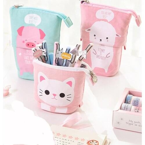 Small Fresh Large Capacity Pencil Bag Cute Girl Heart Stationery Bag Creative Simple Primary School Students Pencil Bag