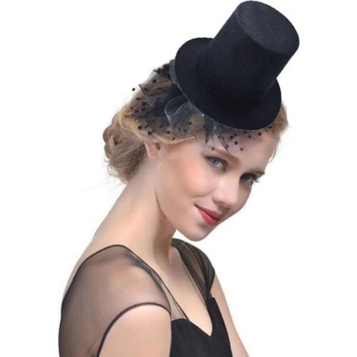 Cute Black Mini Top Hat Hair Clip For Women Girls Wedding Party Carnival Fancy Dress Hat Base DIY Craft Hair Accessories