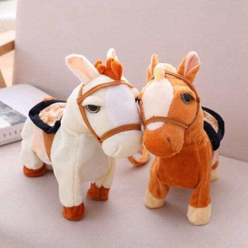 Cute Electric Horse Plush Toy Music Sound Walking Machinery Pony Electronic Remote Control Horse Toys For Children Birthday Gift