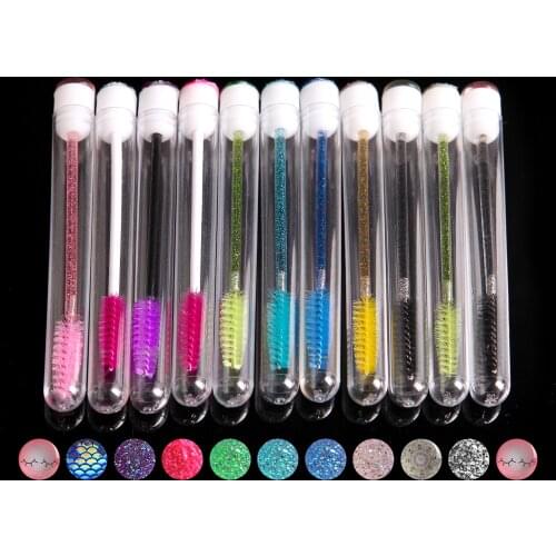 Reusable Empty Mascara Tubes Disposable Eyelash Brush Sample Cosmetic Container Replaceable Sparkling Broken Diamond At Bottom