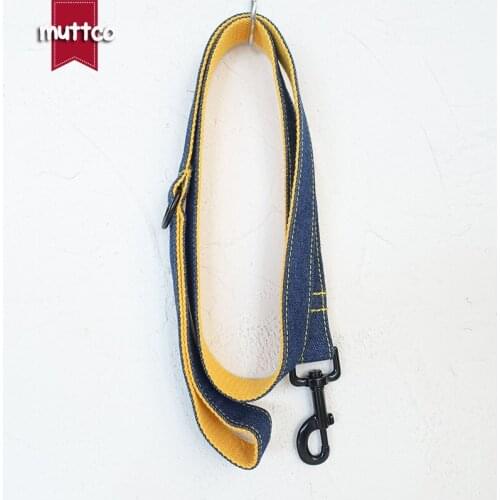 MUTTCO retailing self-design collar THE YELLOW JEAN handmade collar mazarine and yellow 5 sizes dog leash UDC037H