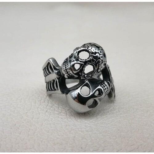 US 7 to 15 size new arrival of the retro ring titanium steel boil the old skull mens ring wholesale