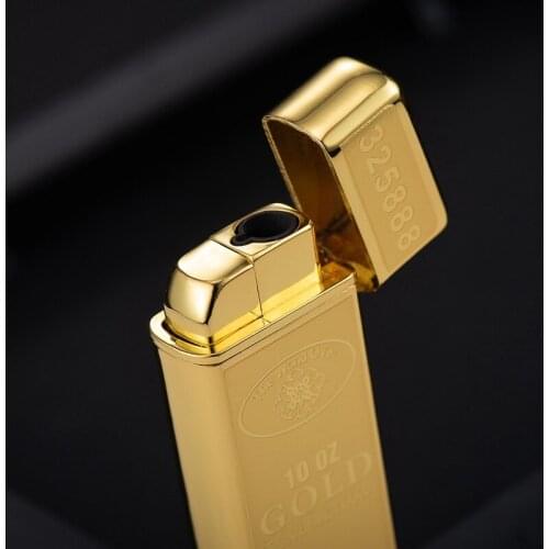 Inflatable Lighter Gold Bullion Windproof Lighter Gold Bullion Creative Lighter Smoke Accesoires Gift for Men Gadgets for Men