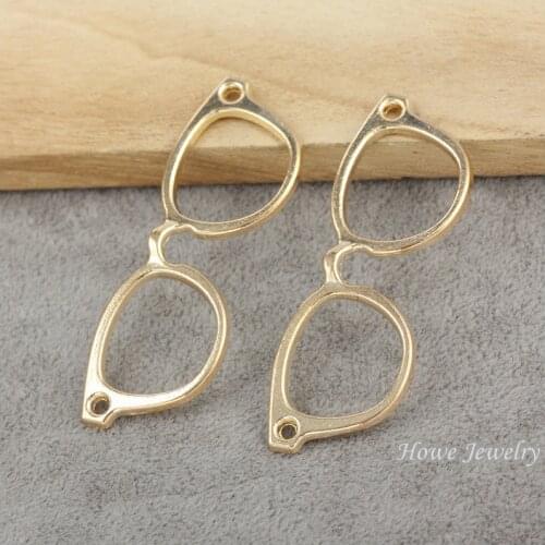 New 10 pcsHigh quality KC Gold Glasses alloy pendant DIY charms Womens Fashion Bracelet Necklace Jewelry Accessories 60033