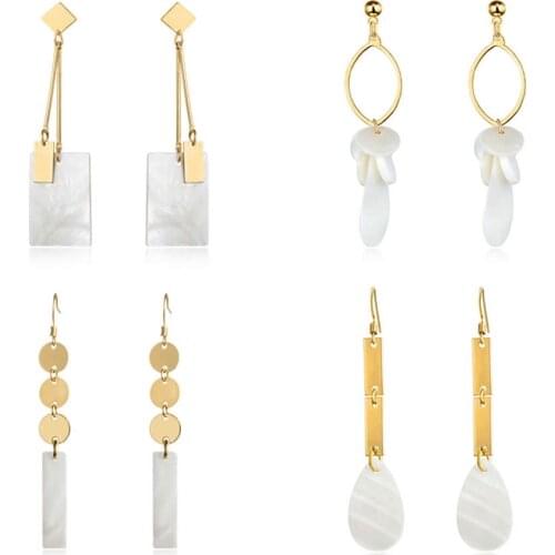 New Natural White Shell Earrings Fashion Personality Temperament Alloy Shell Earrings All-match Ladies Fashion Charm Earrings