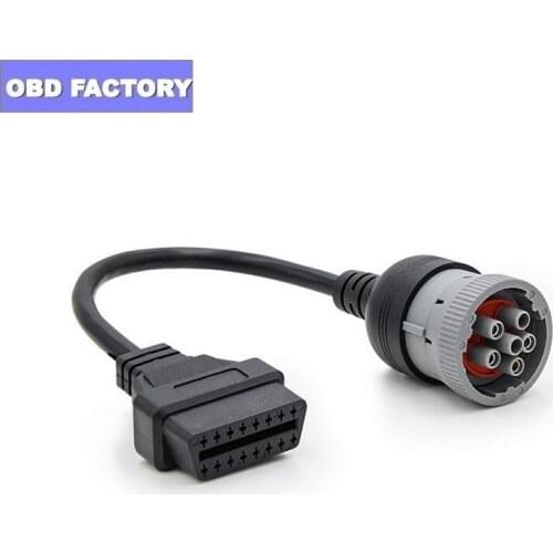 New Truck Diagnostic Cable OBD II Adapter Converter OBD1 to OBD2 For J1708 6 Pin to OBD2 16Pin Female Diagnostic Adapter Cable