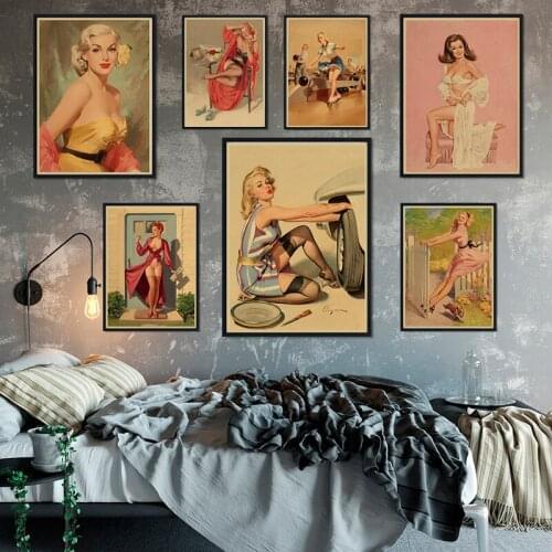 World War II Sexy pin up Girl Kraft Poster Military Bar Cafe Home wall Decor Retro wallpaper Frameless 42*30CM