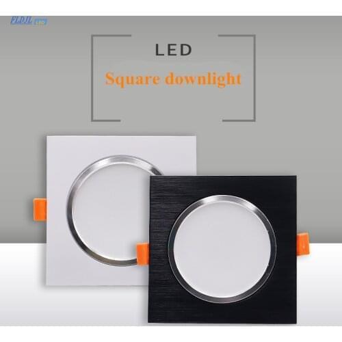 LED Downlights 3W5W7W9W12W AC85-265V Square Silver Black White LED Ceiling Lamp Down Light for Kitchen Home Indoor Lighting