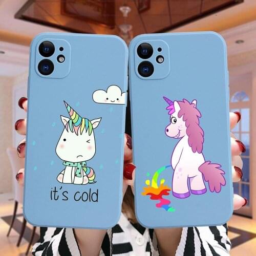 Cartoon Cute Hippo Unicorn Horse Silicone Cover For Coque iPhone 11 12 Pro XS MAX X XR 7 8 Plus 12Mini Shockproof Phone Case