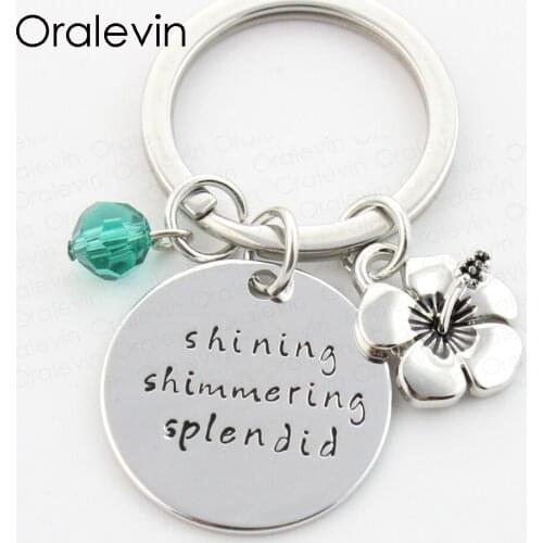 SHINING SHIMMERING SPLENDID Engraved Inspired Charms Keychain Gift for Her Jewelry 22MM,#LN270K