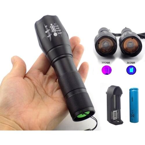 UV Led Flashlight Ultraviolet Torch Mini UV 365nm 395nm Blacklight Zoom Ultra violet Flash Lamp 18650 Pet Stains Lighting s1