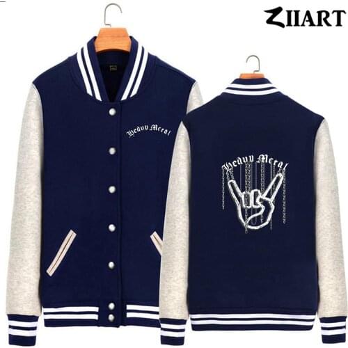 Heavy metal corna devils horns sign rock n roll hand gesture Girls Woman Full Zip Autumn Winter Fleece Baseball jackets ZIIART