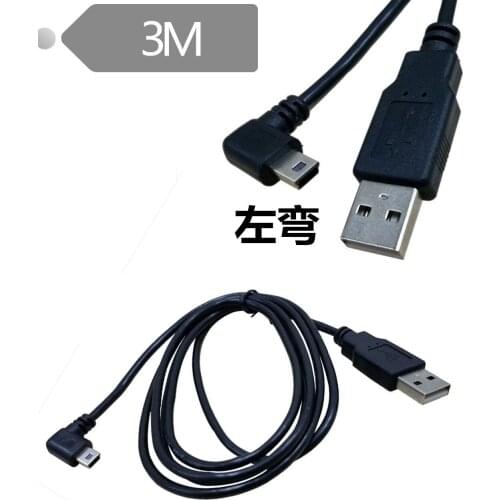 USB2.0 hard disk digital camera mobile phone data cable T-shaped port AM-Mini 5P left-angled 90° 3 meters