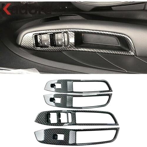 Inner Accessories Car Styling For MG Zs SUV 2017 2018 2019 2020 Carbon Fiber Window Lift Switch Cover Trim Inside Armrest Frame