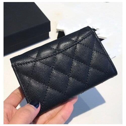 HIGH Quality genuine leather Cardholder Wallet For Ladies Fashion Caviar real Leather bags Coin Purse