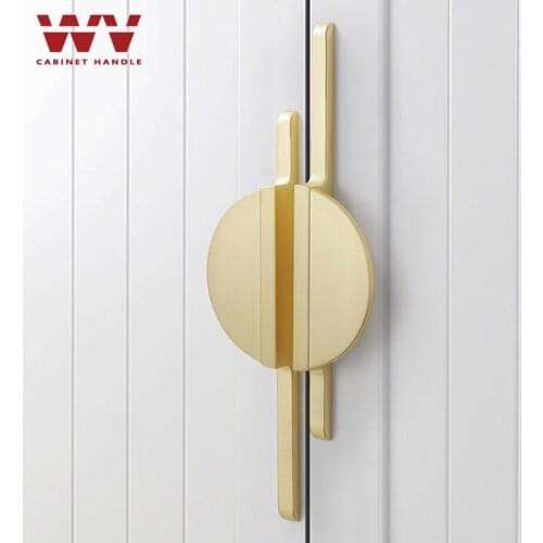 WV 1pcs Modern Gold Grey Round Cabinet Door Handle Drawer Pulls Knobs 64mm 288mm Kitchen Cupboard Furniture Handles Hardware 301
