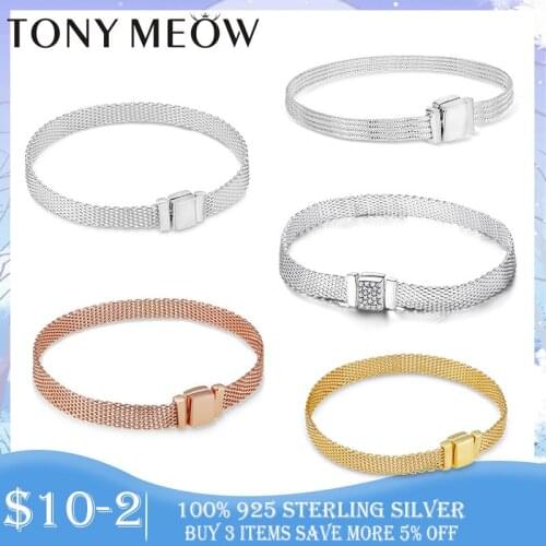 Reflexions Bracelet 925 Sterling Silver Women Silver Bracelet for Women Charms fit Mesh Bracelet Pulseira Femme Jewelry