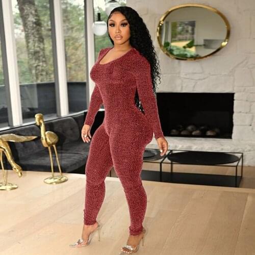 Sexy Solid Knitted Rib High Slit Lace Up Rompers Womens Jumpsuit Casual O Beck Long Sleeve Leggings Bandage Club Jumpsuit Women